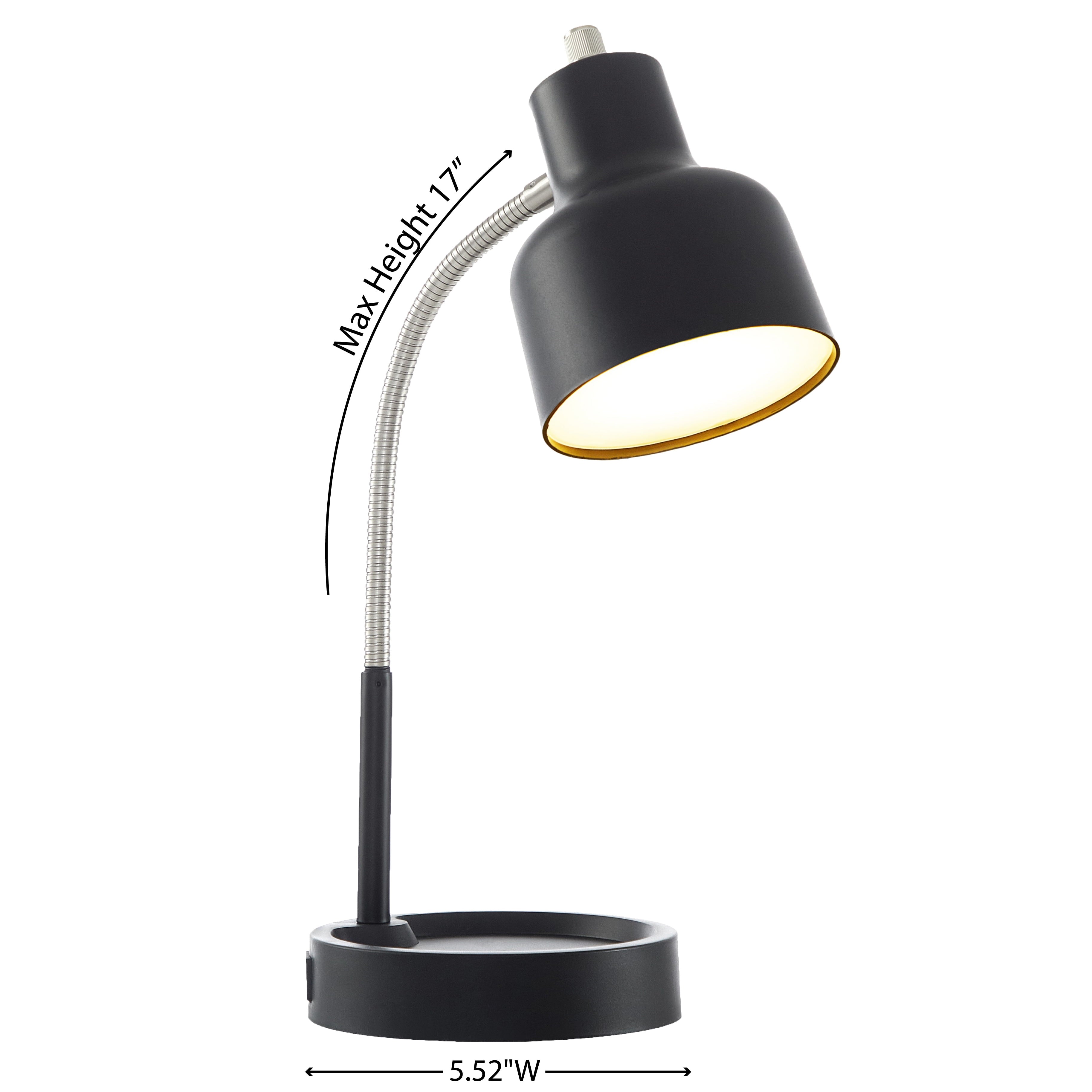 Mainstays LED Desk Lamp with Catch-All Base & AC Outlet, Matte Black