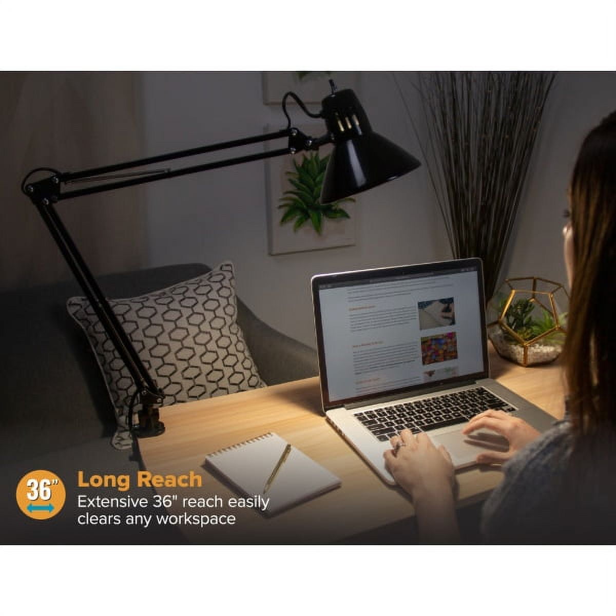 LED Swing Arm Desk Lamp with Clamp Mount, 36