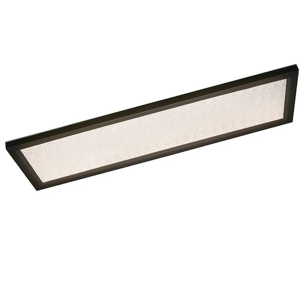 48 in. x 15 in. Low Profile Oil Rubbed Bronze Color Selectable LED Flush Mount Light w/Night Light Feature Crackle Lens