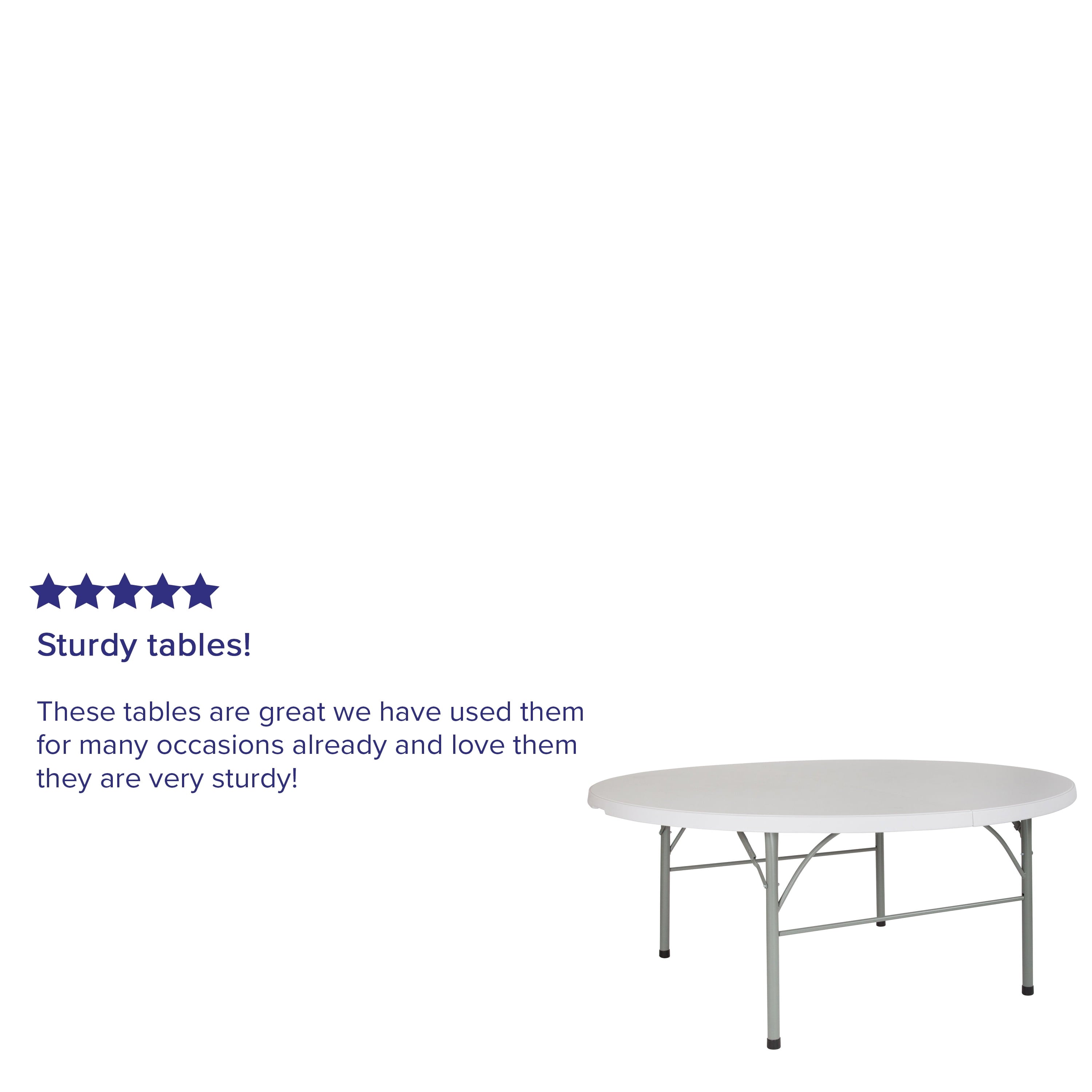 6-Foot Round Bi-Fold Granite White Plastic Banquet andt Folding Table with Carrying Handle DAD-183RZ-GG