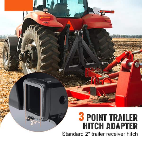 3 Point Hitch Receiver 2 in. Receiver Trailer Hitch Category 1 Tractor Tow Drawbar Adapter for Trailers Farm Equipment