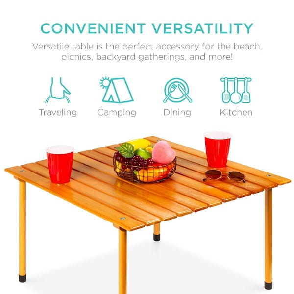 28 in. x 28 in. Foldable Wood Square Picnic Table with Carrying Case
