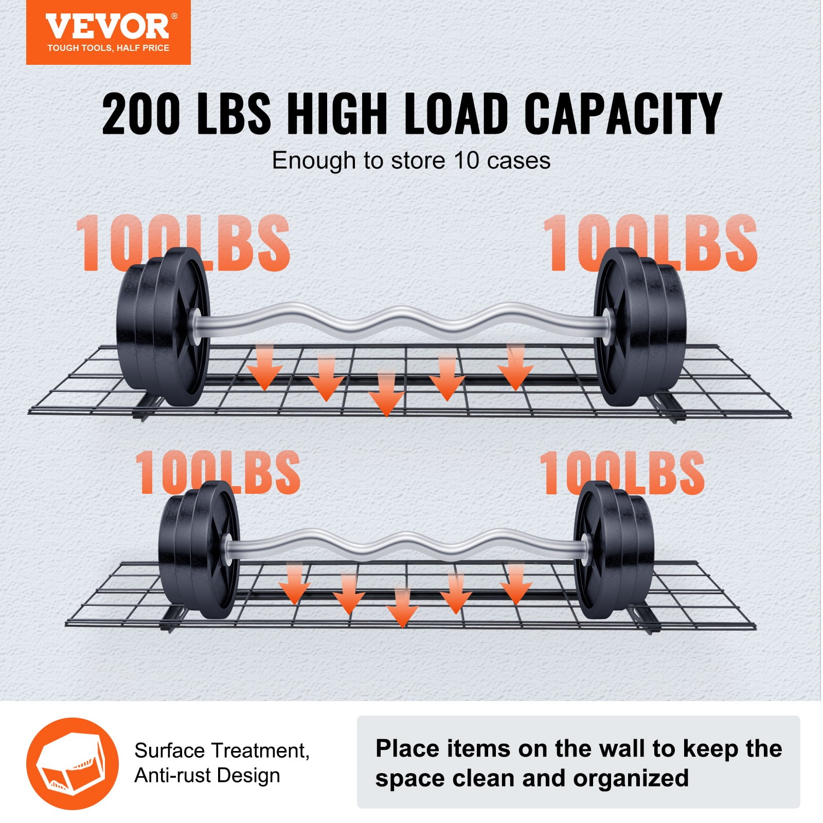 BENTISM 2PCS 4x1 ft Garage Storage Shelving Wall Mounted Heavy Duty Shelves Rack