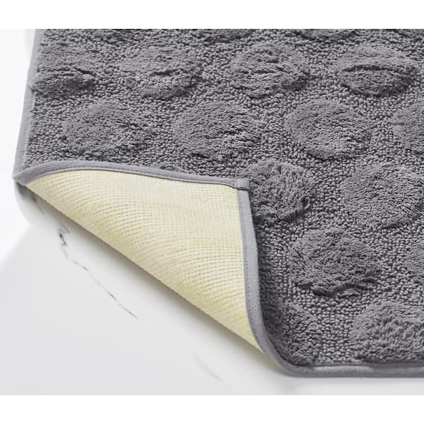 Pany Collection Gray Polka Dot Pattern 100% Cotton Rectangle 4-Piece Bath Rug and Towel Set