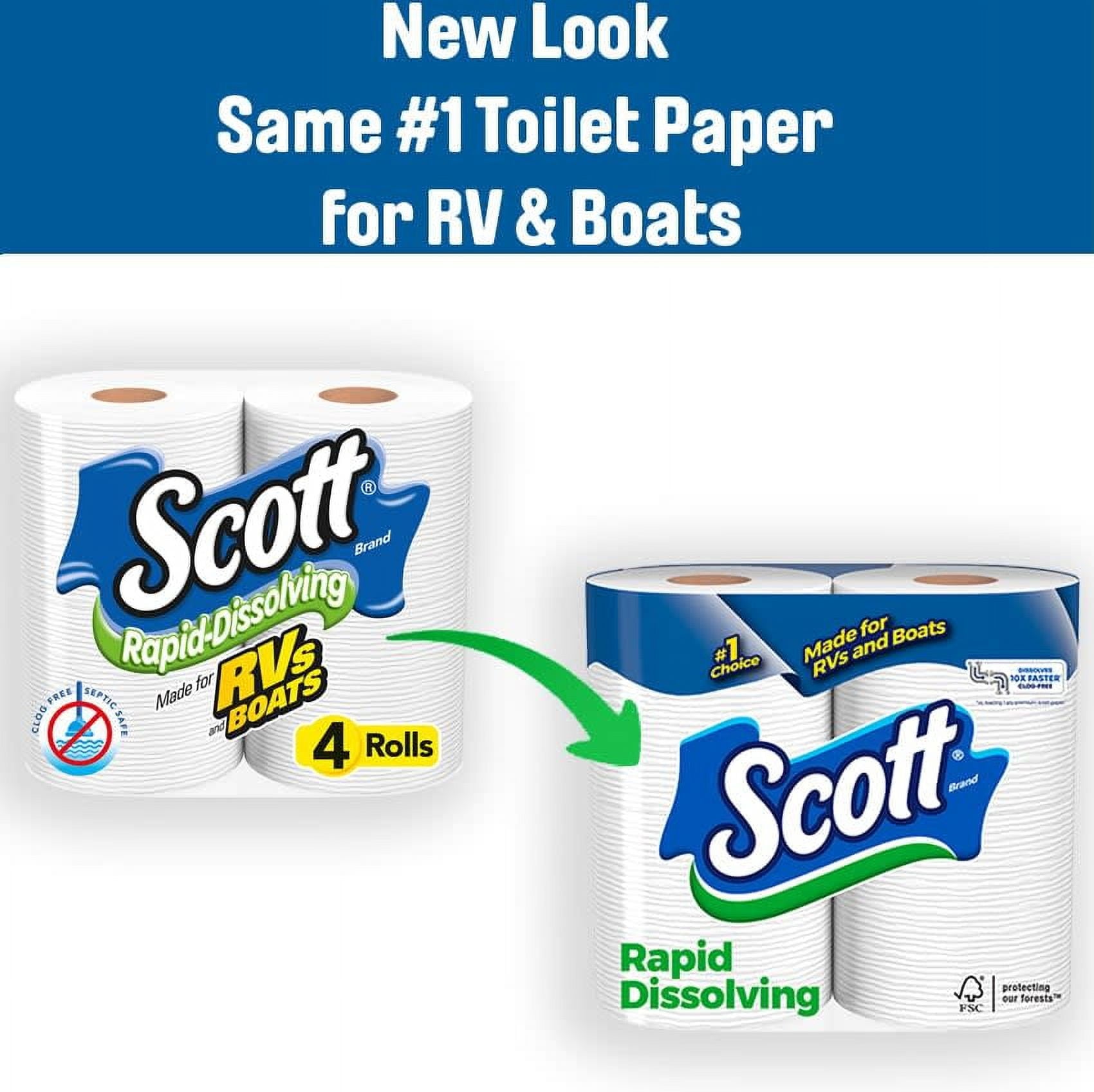 Scott Rapid-Dissolving Toilet Paper, 8 Double Rolls, 231 Sheets Per Roll (1,848 Total)