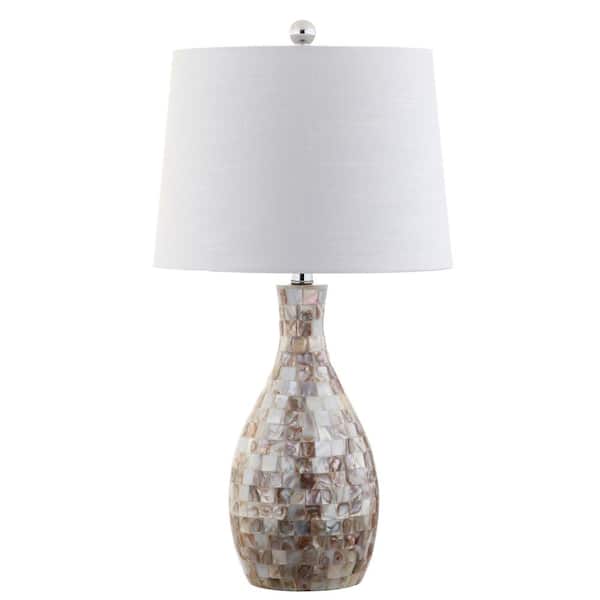 Verna 26.5 in. Ivory/Beige Seashell Table Lamp