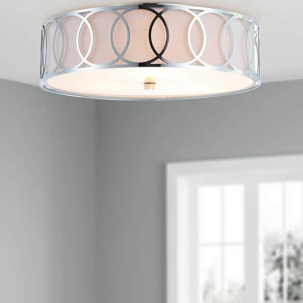 Aubrey 3-Light Chrome 15.5 in. Metal Flush Mount