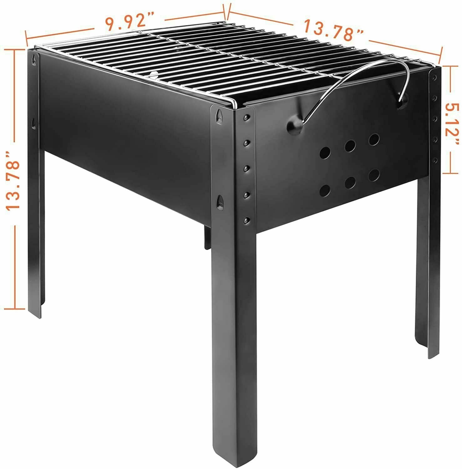Portable Charcoal Grill Detachable Grill Cooking Station, Mini Tabletop Camping Grill BBQ, Black