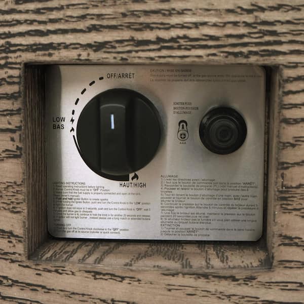 Mayfair Brown Wood Pattern Metal Rectangular Stone Fire Pit (No Tank Holder)