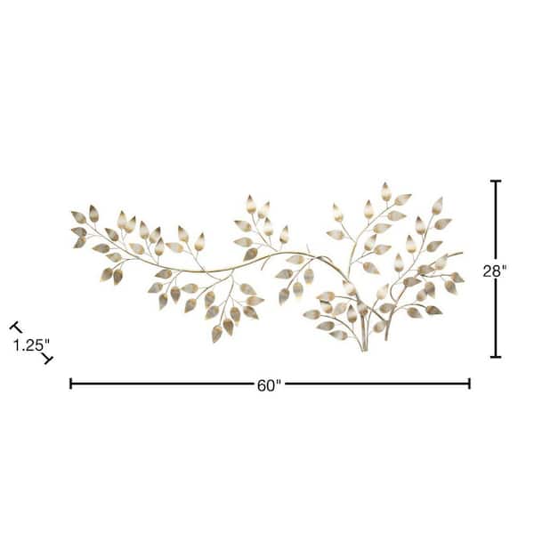 Brushed Gold Flowing Leaves Wall Decor