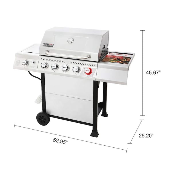 5-Burner Propane Gas Grill in Stainless Steel with Sear Burner and Side Burner