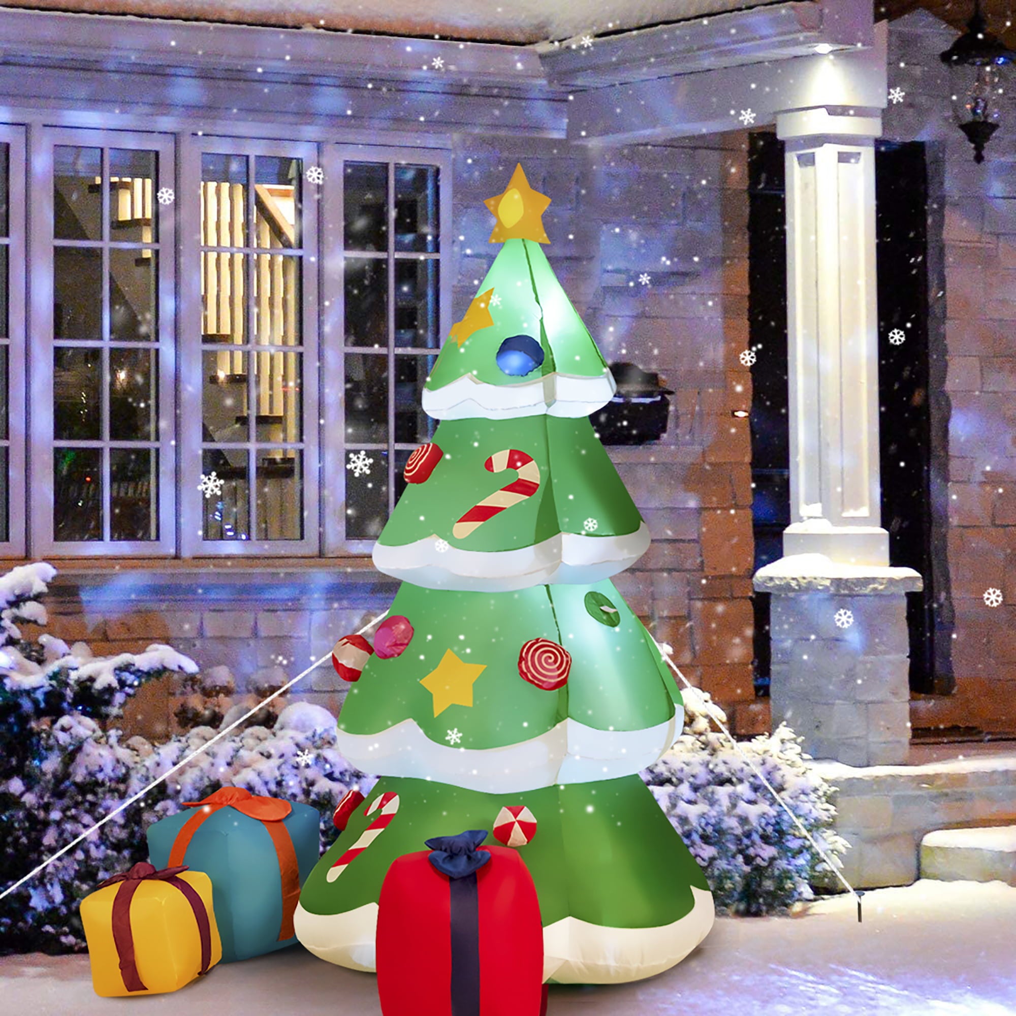 Costway 6 FT Inflatable Christmas Tree w/ Gift Boxes LED Bulbs Blow Up Yard Decoration
