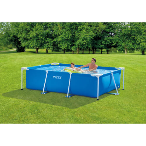 Intex 8.5ft x 26in Rectangular Frame Above Ground Backyard Swimming Pool, Blue