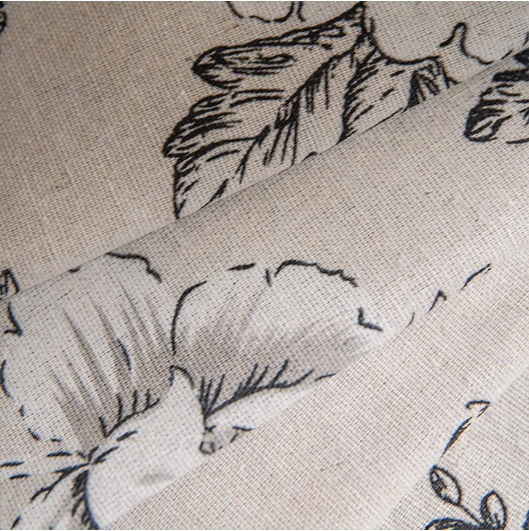 Botanical Print Semi-Blackout Window Curtains 2 Panels Farmhouse Style Cotton Linen Darkening Curtains with Grommet Window Drapes for Living Room Bedroom (59.06