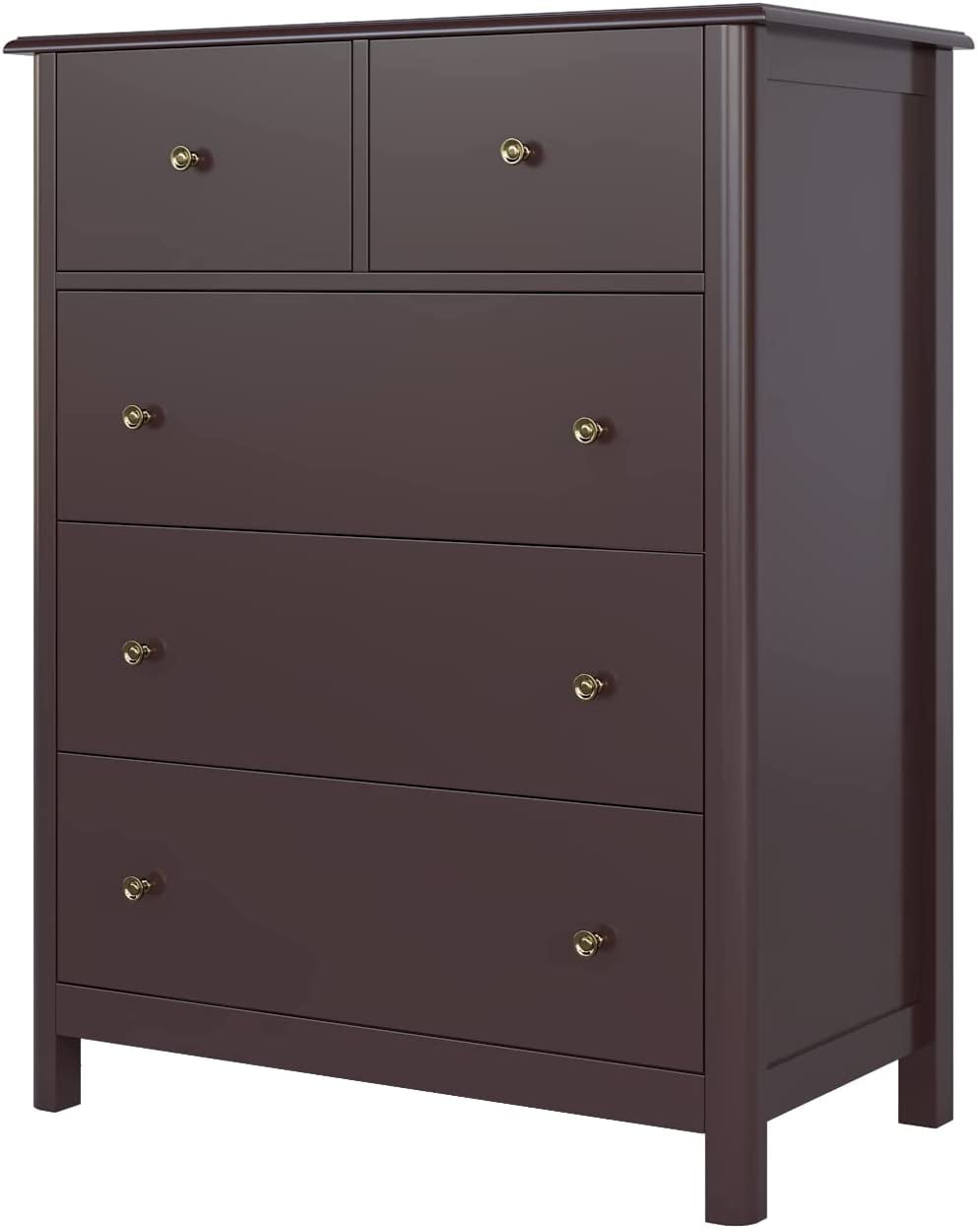 Homfa Kids Dresser of 5 Drawers, Dresser Chest with Easy Pull Handle for Bedroom, Living Room, White Finish