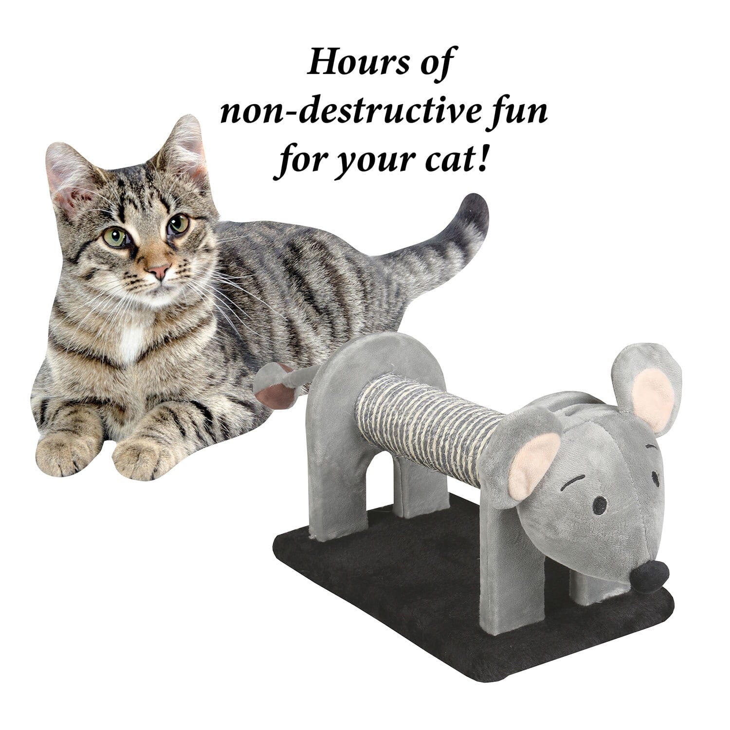 Kitten Scratching Post - Mouse Shaped Cat Pole with Spring Tail Ball Toy