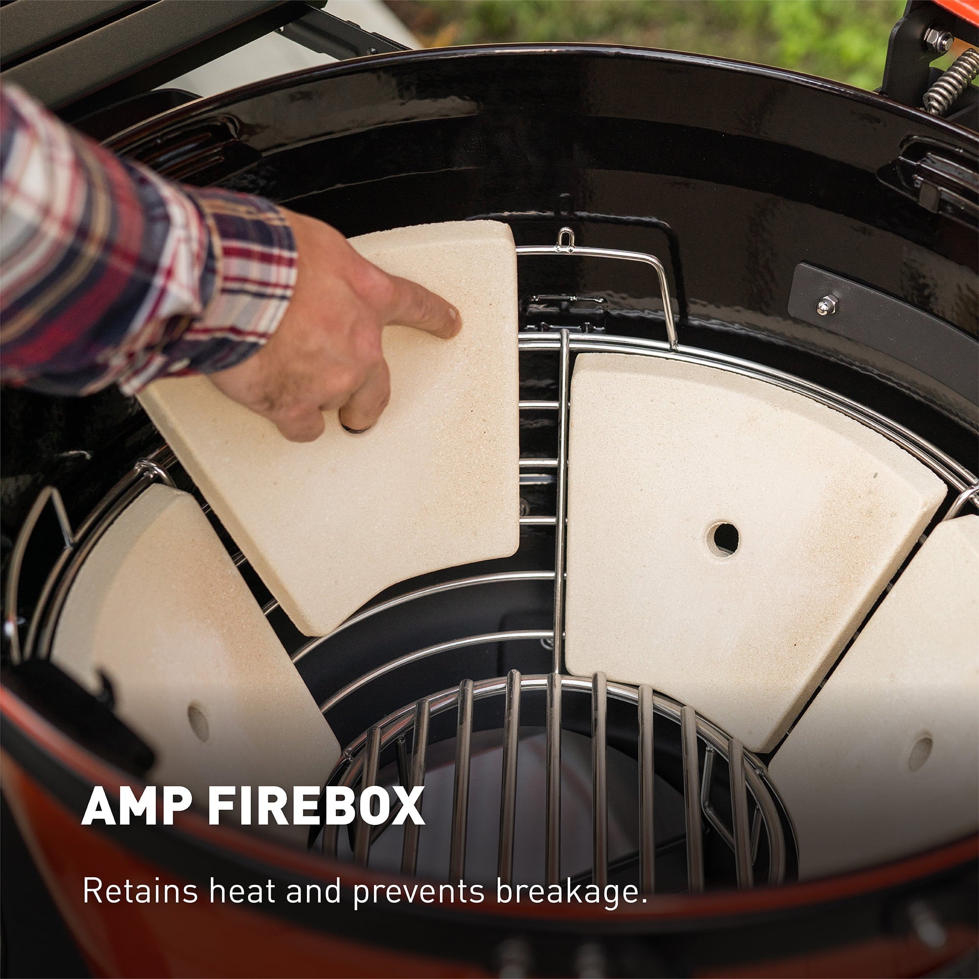 Kamado Joe Kettle Joe 22 in. Charcoal Grill in Red with Hinged Lid, Cart, and Side Shelves