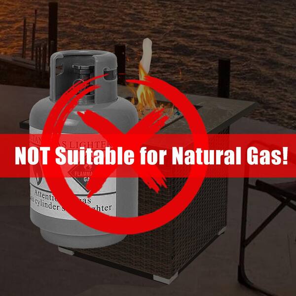 Brown Square Steel 30 in. 40000 BTU Propane Fire Pit Table with Glass Rocks and Rain Cover