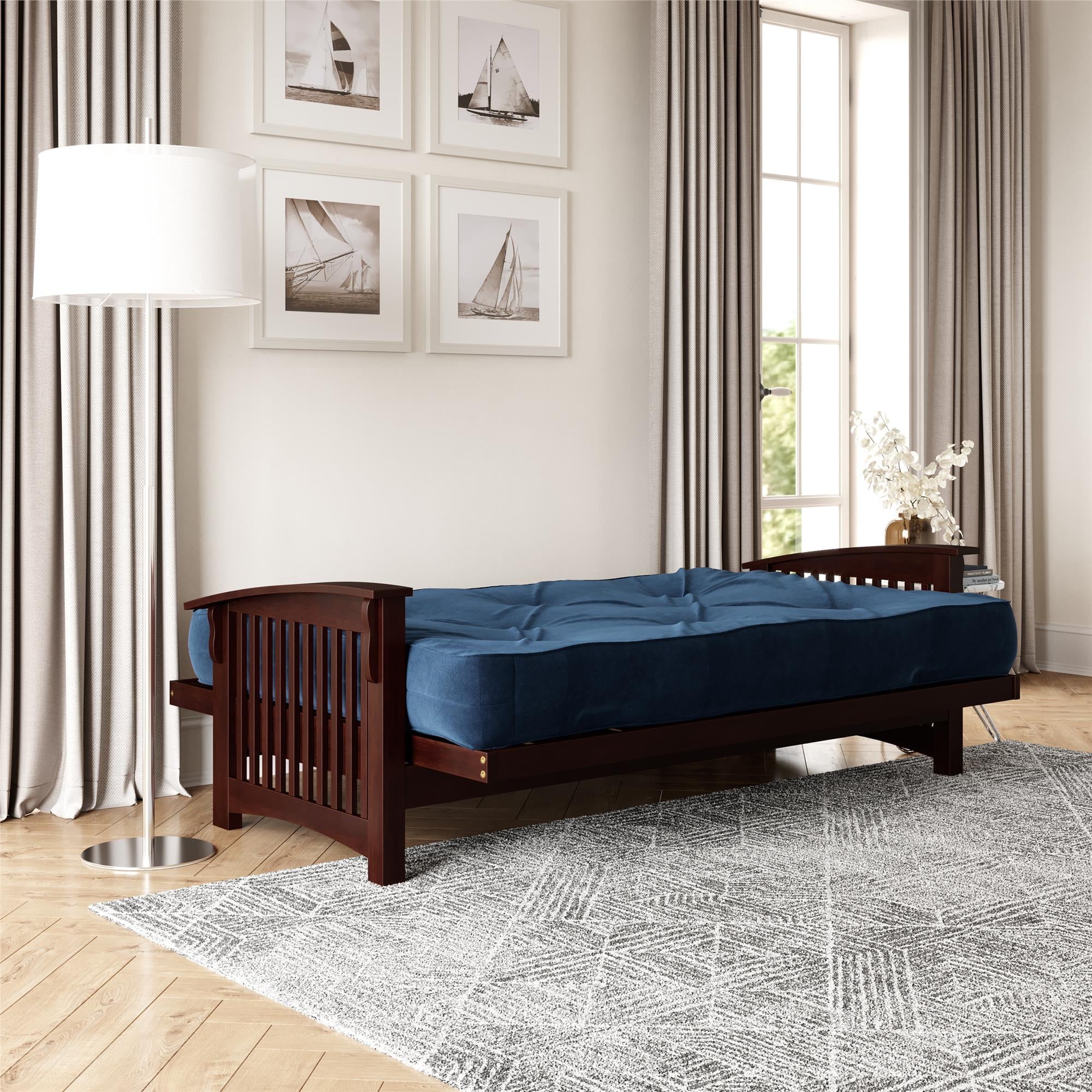 DHP 8 Inch Independently Encased Coil Futon Mattress, Blue Microfiber