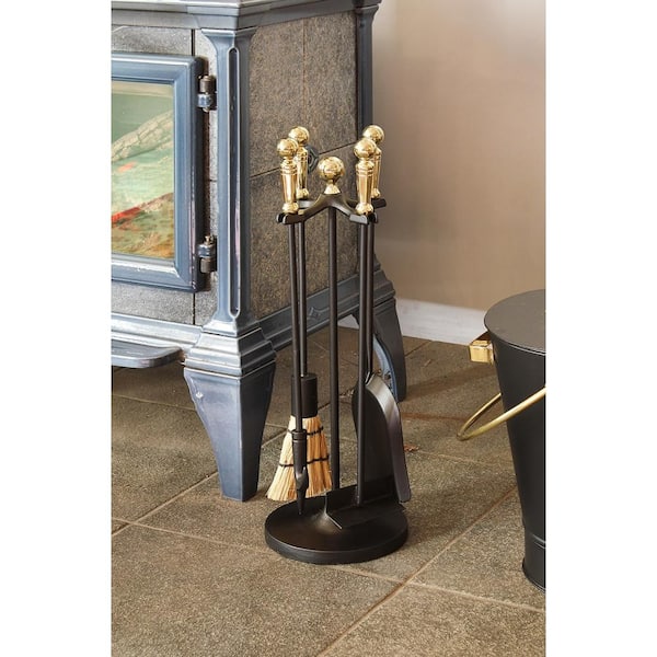 22 in. Tall Polished Brass Paxton 5-Piece Mini Fireplace Tool Set