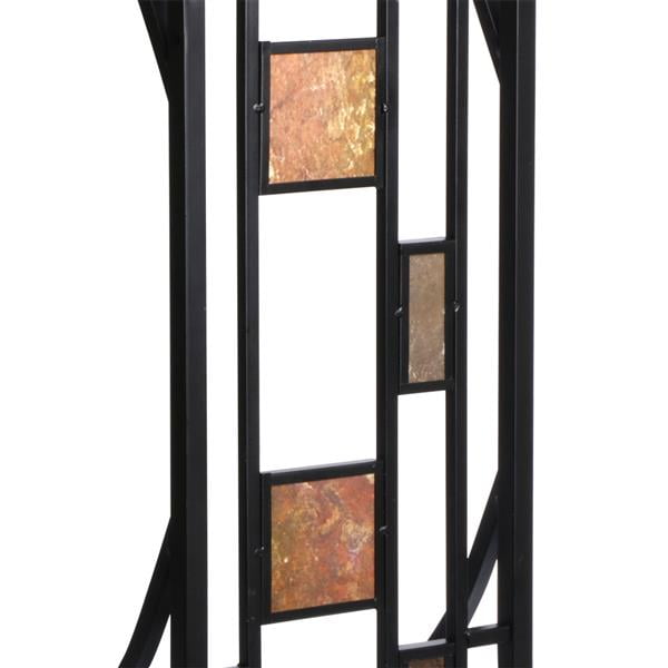 Easyfashion Traditional C Shaped Wood and Metal End Table, Brown/Black