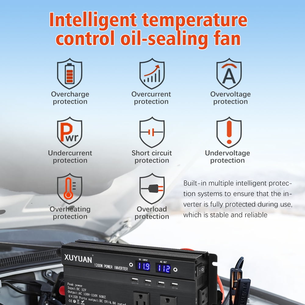 DFITO  3000W Car Power Inverter Watt DC 12V/24V to AC 110V Vehicle Converter RV Truck