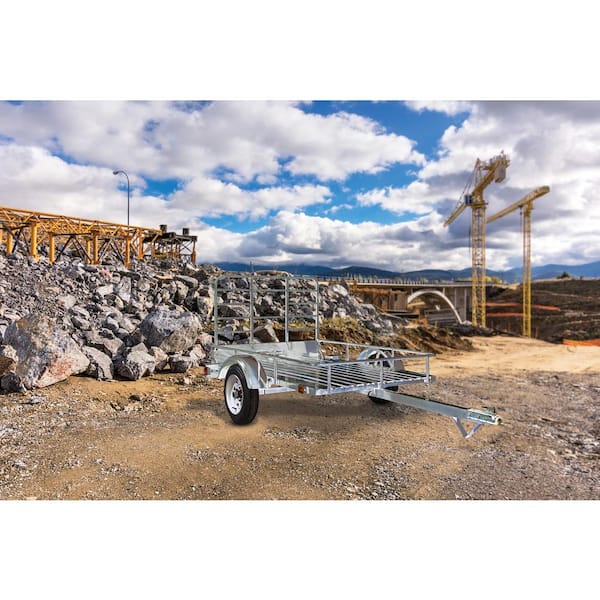 4 ft. x 6 ft. 1,295 lbs. Payload Capacity Open Rail Galvanized Steel Utility Flatbed Trailer