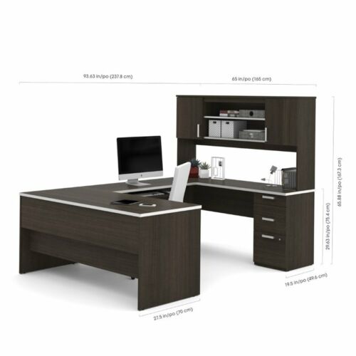 Bestar Ridgeley U-shaped Desk in Dark Chocolate