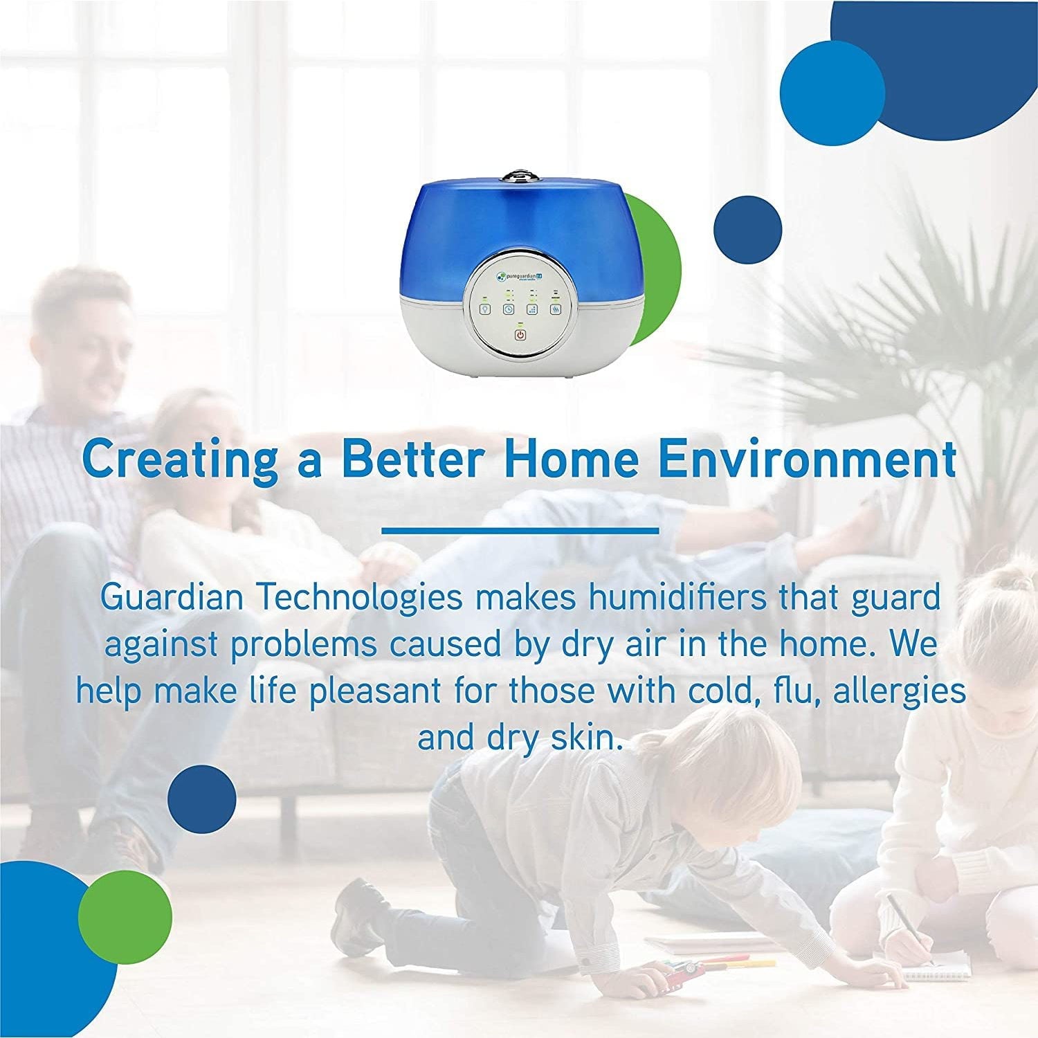 Pure Guardian 600 Sq. ft. 2-Gallon Warm and Cool Mist Ultrasonic Humidifier, H4810AR