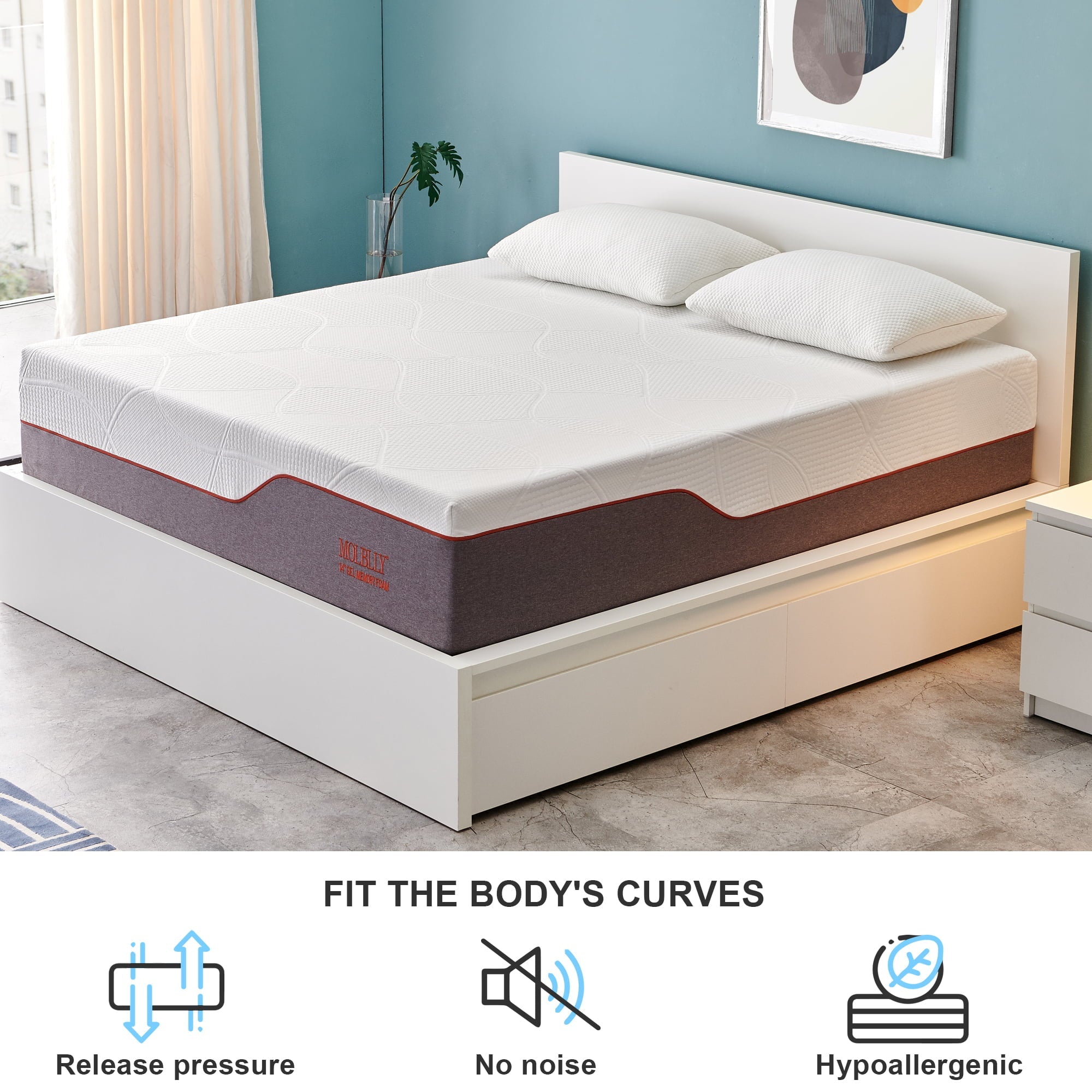 10 inch Medium Gel Memory Foam Mattress in a Box,Cooling Queen Mattress