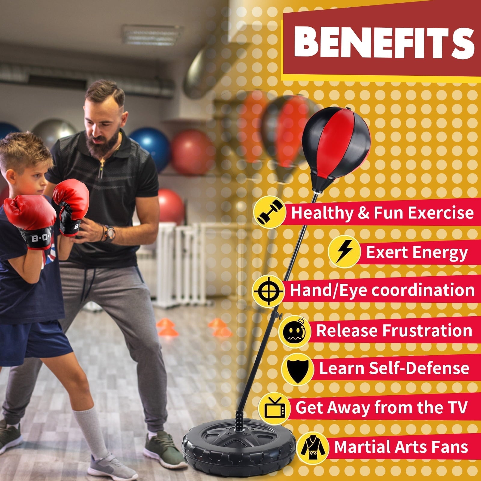 Punching Bag Boxing Set for Kids Sport Game Toys for Boys 3-6-10 Years with Junior Gloves 43 Inch Adjustable Stand