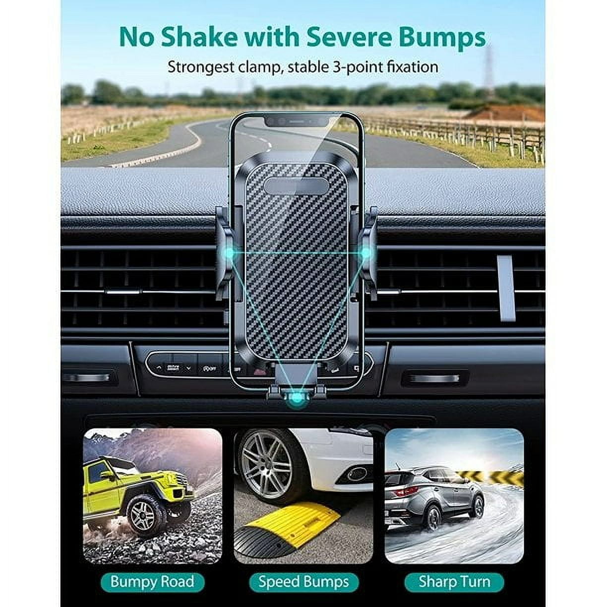 Ultra Stable Car Phone Holder Mount, 2 in 1 Air Vent Phone Mount for Car Easy Clamp Cell Phone Holder Car Fit for iPhone 13 Pro Max Mini 12 All Mobile Phones