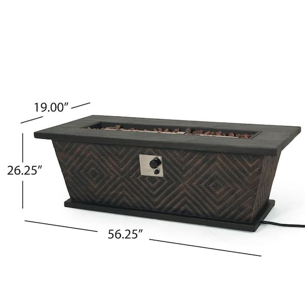 Abilene Brown Rectangular Stone Fire Pit (No Tank Holder)