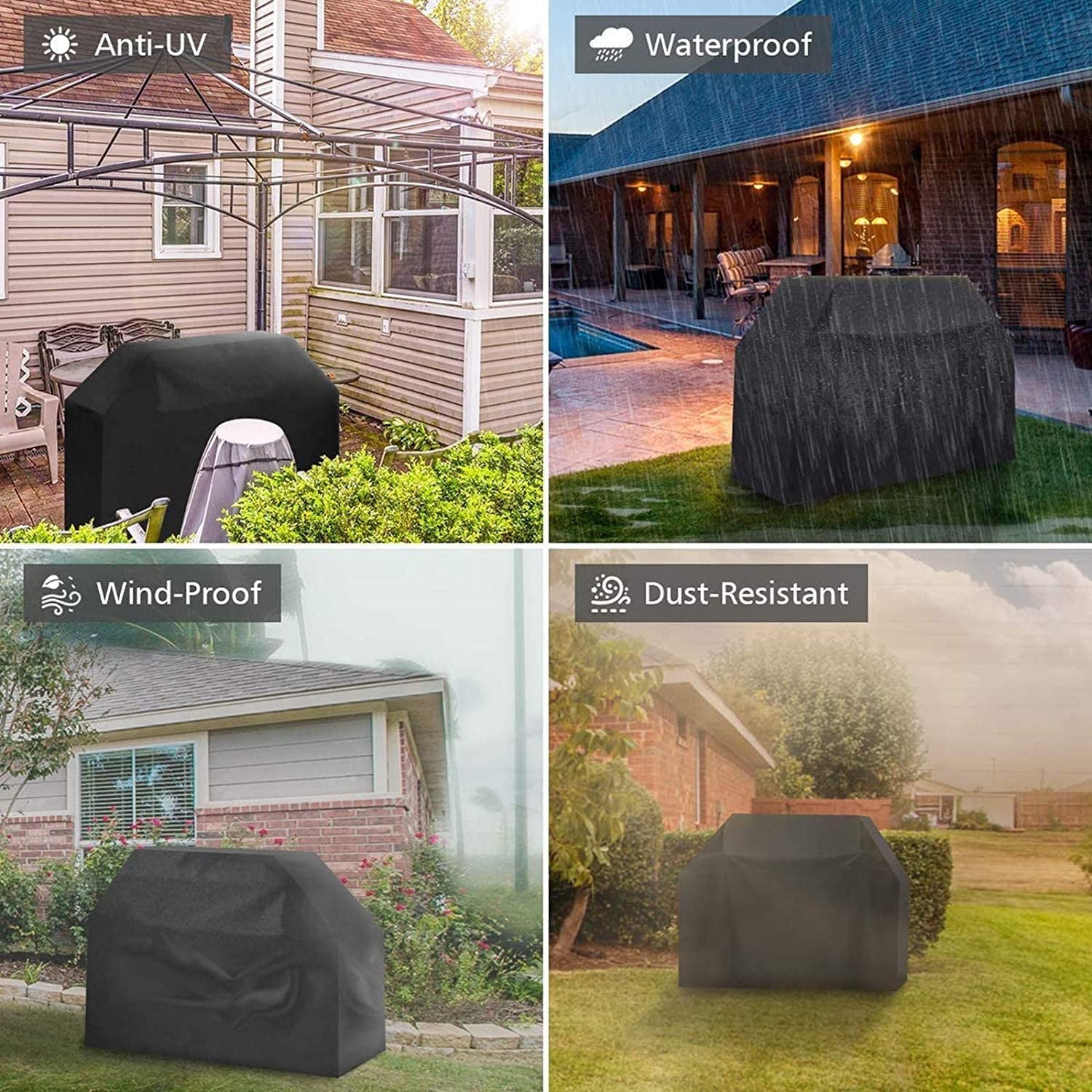 58 inch BBQ Gas Grill Cover, Waterproof, Rip-Proof, Weather & UV Resistant, Fits Grills of Weber