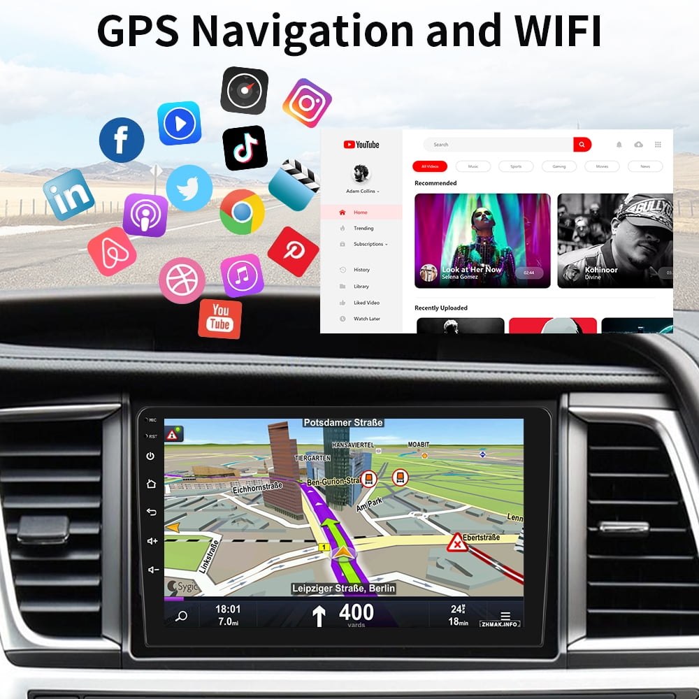 Podofo Android 12 Double 2 Din Car Stereo Radio 10.1'' HD Touch Screen 1080P 10 inch Car Multimedia Player Head Unit Bluetooth WIFI GPS USB FM Receiver Mirror Link, with Rearview Camera