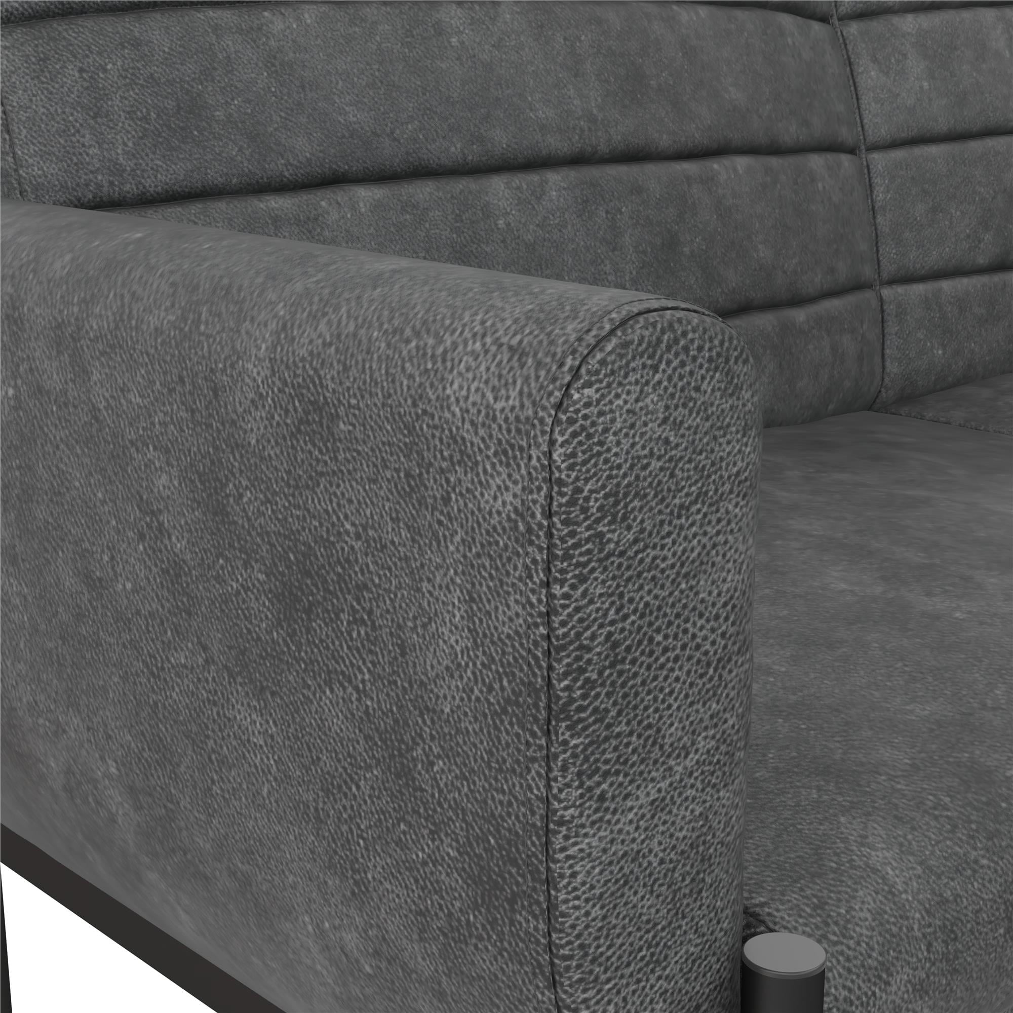 DHP Sadie Futon Sofa Bed and Couch Sleeper, Distressed Charcoal Black Faux Leather