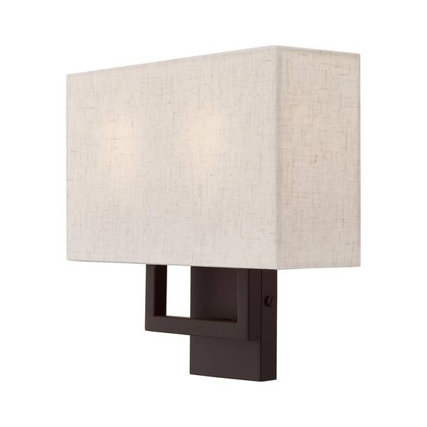Pritchard 4.375 in. Bronze ADA Sconce with Hand Crafted Oatmeal Fabric Shade