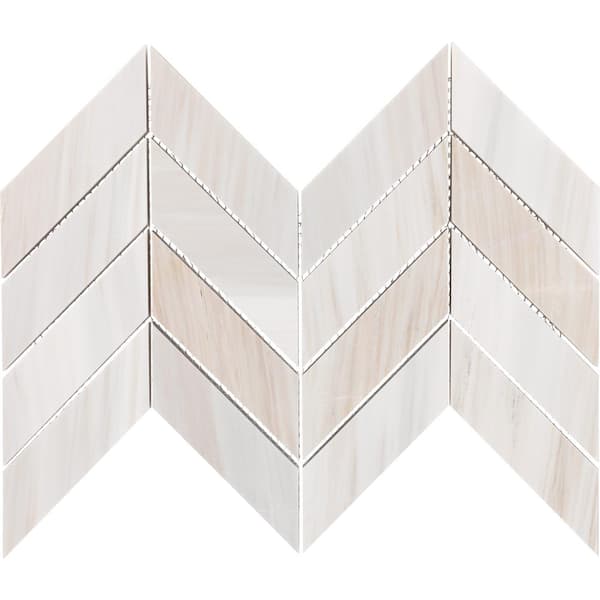 Pietra Divina Calacatta Dolomiti Polished 14 in. x 14 in. Marble Chevron Mosaic Tile (11.1 sq. ft./Case)