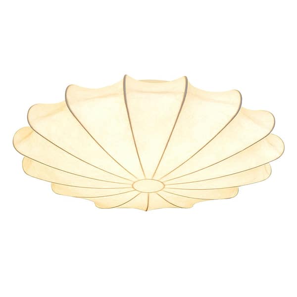 Kateo 24 in. 3-Light White Semi-Flush Mount Ceiling Light With Silk Shade