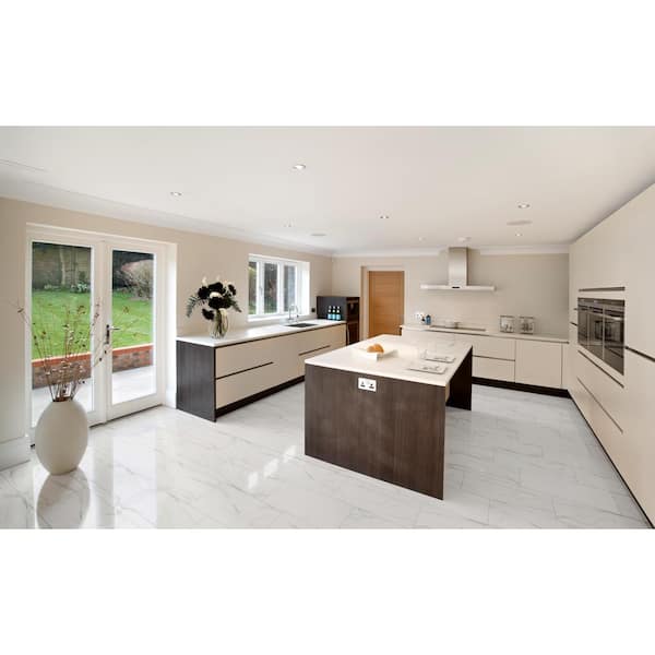 Carrara Noire 16 in. x 32 in. Polished Porcelain Stone Look Floor and Wall Tile (14.20 sq. ft./Case)