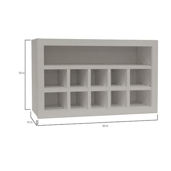 Shaker 30 in. W x 12 in. D x 18 in. H Assembled Open Wall Kitchen Cabinet in Dove Gray with Microwave Shelf & Dividers