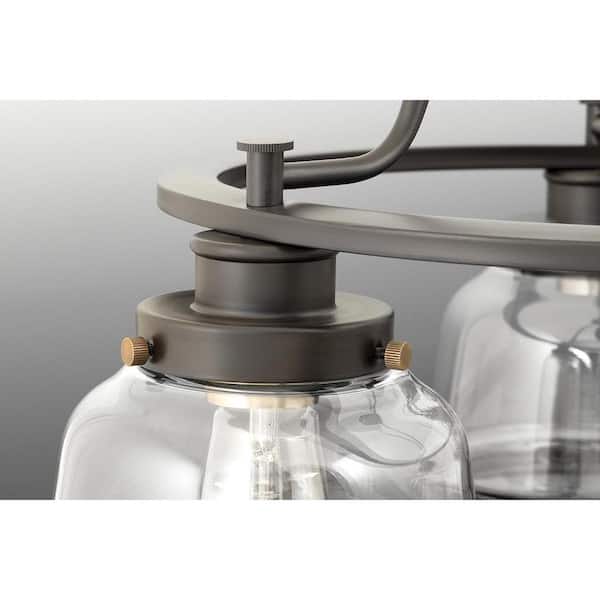 Judson Collection 26 in. 5-Light Antique Bronze Clear Glass Farmhouse Chandelier Dining Room Light