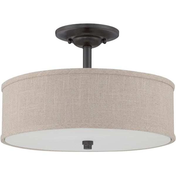 Cloverdale 3-Light Mottled Cocoa Semi-Flush Mount