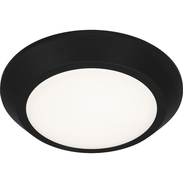 Verge 5.5 in. Earth Black LED Flush Mount with White Acrylic Shade