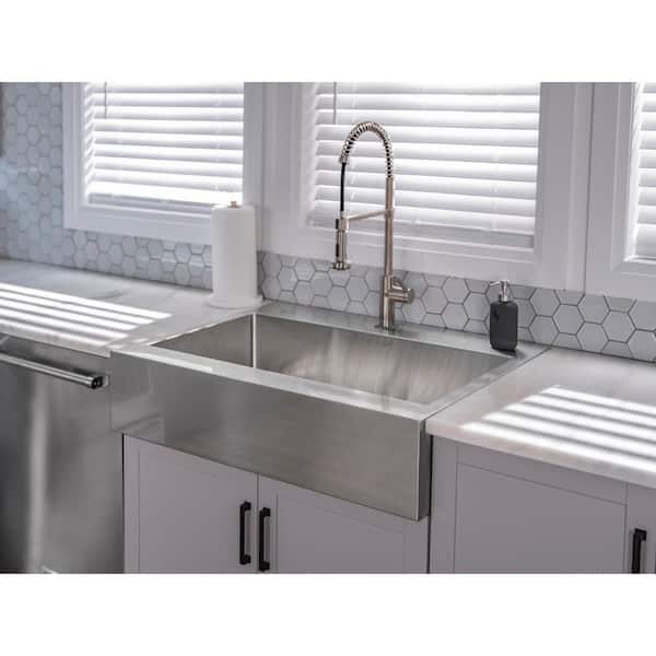 Home Kitchen Stainless Steel 36 in. Single Bowl Farmhouse Apron Workstation Kitchen Sink With Bottom Grid