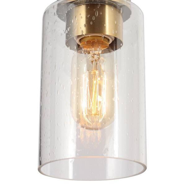 4.7 in. 1-Light Brass Gold Mini Pendant Light, Seeded Glass Pendant Hanging Light, Modern Black Light Fixture