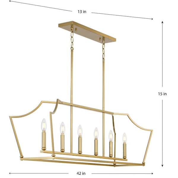 Parkhurst 6-Light Brushed Bronze Linear Chandelier New Traditional 42 in. with Clear Glass Shades
