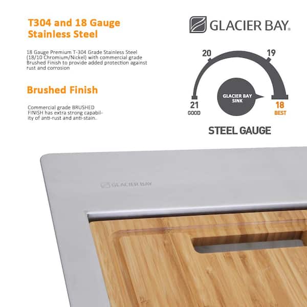 33 in. Drop-in/Undermount Single Bowl 18-Gauge Stainless Steel Sink