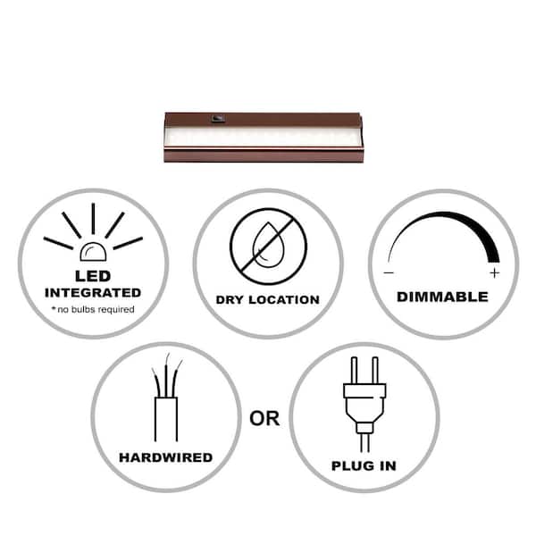Signature 12 in. Hardwired or Plug-In Bronze LED Under Cabinet Light with High/Low Light Switch