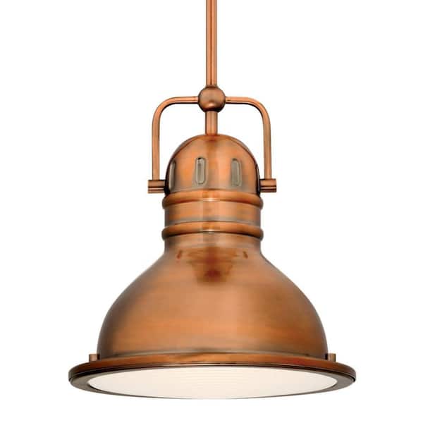 Boswell 1-Light Washed Copper LED Mini Pendant with Frosted Prismatic Acrylic Lens